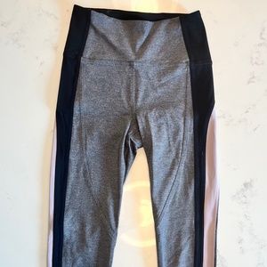 Lululemon Grey Leggings with Pink and Black Detailing Size 4